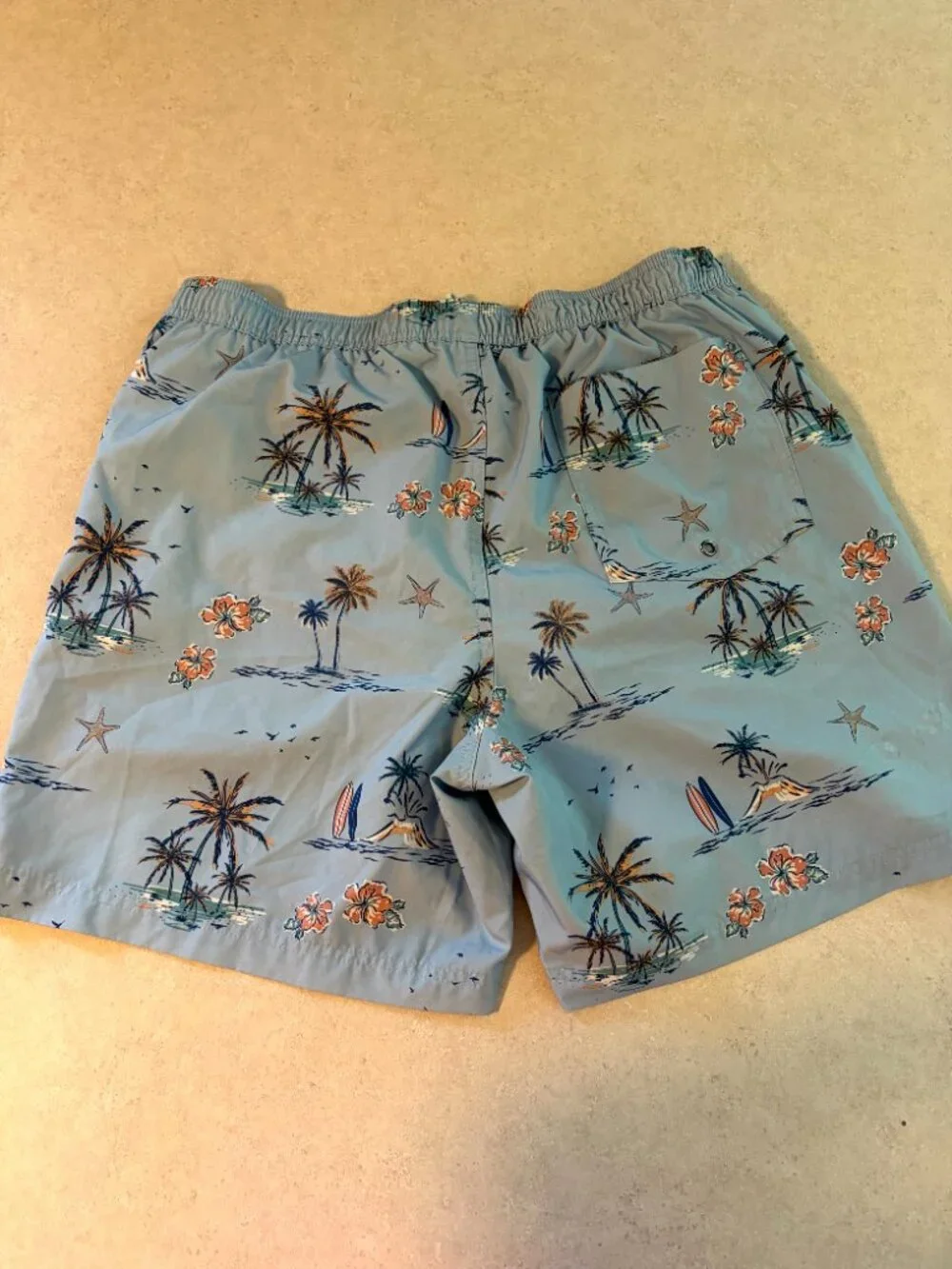 Sonoma Men's Beach Swim Shorts Blue Palm Tree Surf Board Size Large